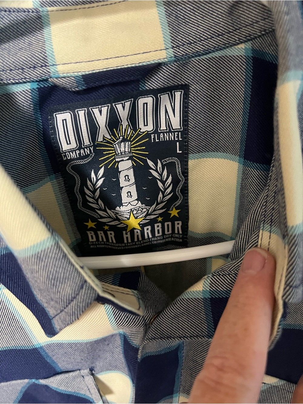 DIXXON Navy, Cream & Gray Plaid Long Sleeve Button-Up Shirt L - Picture 2 of 3